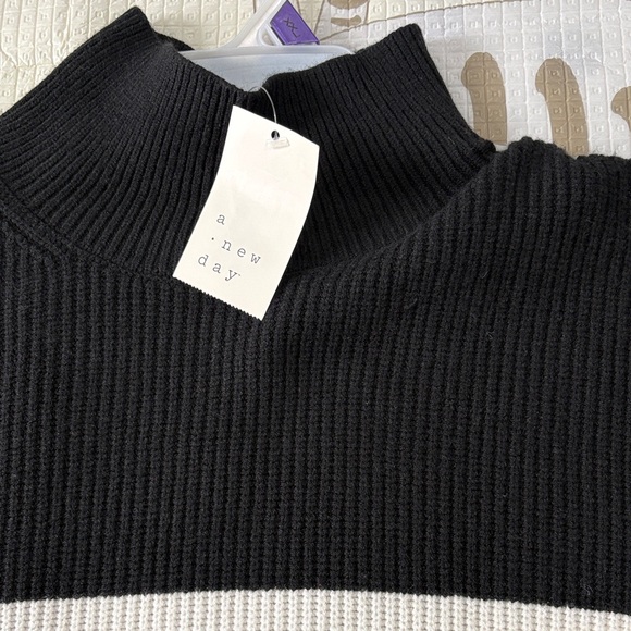 a new day Black & White Striped Turtleneck Sweater - Picture 2 of 5